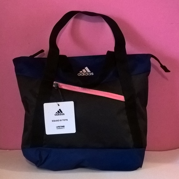 adidas Handbags - adidas tote bag womens gym bag blue black zip top